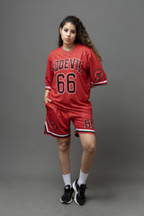 Go Devil 66 Printed Red Co-Ord Set For Women's