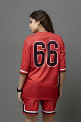 Go Devil 66 Printed Red Co-Ord Set For Women's