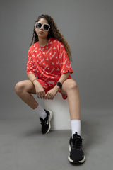 Go Devil Printed Orange Co-Ord Set For Women's