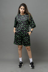 Go Devil Printed Black Co-Ord Set For Women's