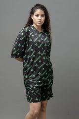 Go Devil Printed Black Co-Ord Set For Women's