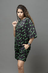 Go Devil Printed Black Co-Ord Set For Women's