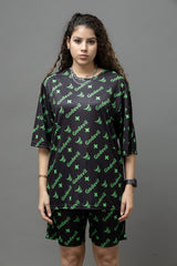 Go Devil Printed Black Co-Ord Set For Women's