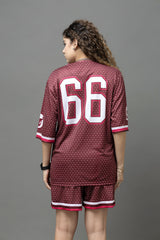 Go Devil Printed Maroon Co-Ord Set For Women's