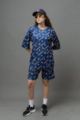 Go Devil Printed Royal Blue Co-Ord Set For Women's