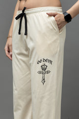 Go Devil Light Cream Joggers For Women's