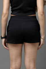 Go Devil Black 66 Logo Drawstring Shorts For Women's