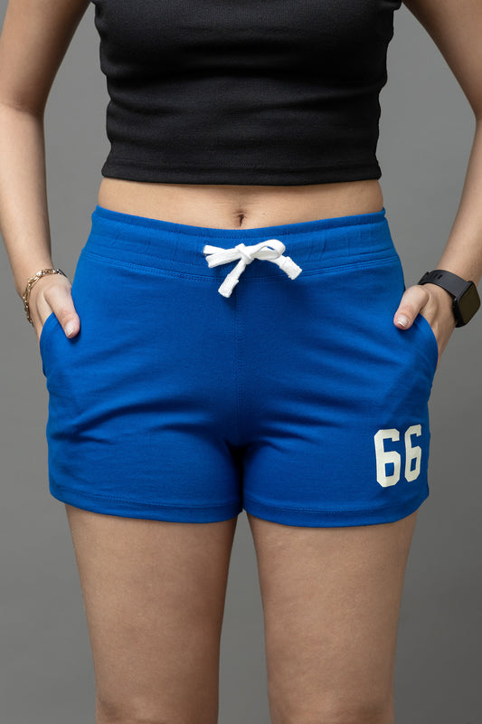 Go Devil Blue 66 Logo Drawstring Shorts For Women's