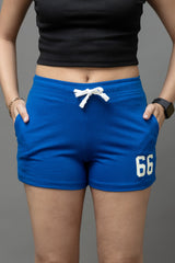 Go Devil Blue 66 Logo Drawstring Shorts For Women's
