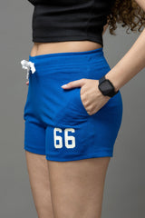 Go Devil Blue 66 Logo Drawstring Shorts For Women's