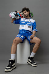 Devil Sport Printed Blue & White Oversized Co-Ord Set For Men