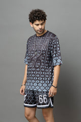 Go Devil 66 Printed Black Graphic Oversized Co-Ord Set For Men