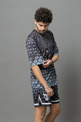 Go Devil 66 Printed Black Graphic Oversized Co-Ord Set For Men