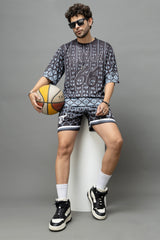 Go Devil 66 Printed Black Graphic Oversized Co-Ord Set For Men