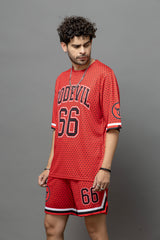 Go Devil 66 In Black Printed Graphic Oversized Co-Ord Set For Men
