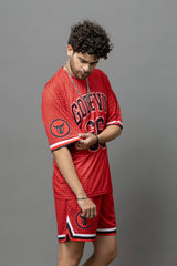 Go Devil 66 In Black Printed Graphic Oversized Co-Ord Set For Men