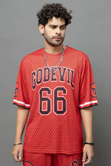 Go Devil 66 In Black Printed Graphic Oversized Co-Ord Set For Men