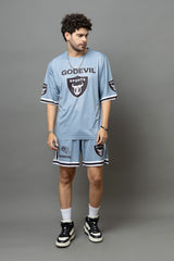 Go Devil 66 Printed Grey Graphic Oversized Co-Ord Set For Men
