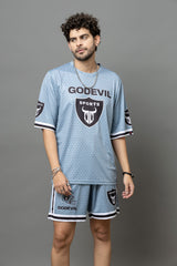 Go Devil 66 Printed Grey Graphic Oversized Co-Ord Set For Men