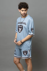Go Devil 66 Printed Grey Graphic Oversized Co-Ord Set For Men