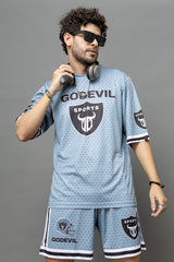 Go Devil 66 Printed Grey Graphic Oversized Co-Ord Set For Men