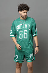 Go Devil 66 Printed Green Graphic Oversized Co-Ord Set For Men