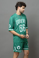 Go Devil 66 Printed Green Graphic Oversized Co-Ord Set For Men
