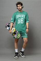 Go Devil 66 Printed Green Graphic Oversized Co-Ord Set For Men