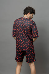 Go Devil Printed Black Oversized Co-Ord Set For Men