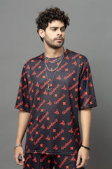 Go Devil Printed Black Oversized Co-Ord Set For Men