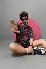 Go Devil Printed Black Oversized Co-Ord Set For Men