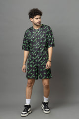 Go Devil In Green Printed Black Oversized Co-Ord Set For Men