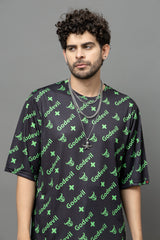 Go Devil In Green Printed Black Oversized Co-Ord Set For Men