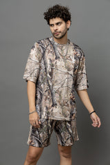 Go Devil Leaves Printed Oversized Co-Ord Set For Men