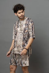Go Devil Leaves Printed Oversized Co-Ord Set For Men