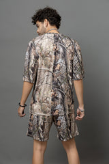 Go Devil Leaves Printed Oversized Co-Ord Set For Men