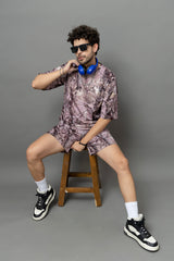 Go Devil Leaves Printed Oversized Co-Ord Set For Men