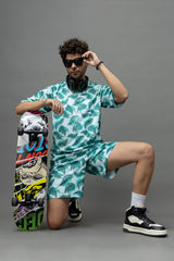 Go Devil Leaves Printed Oversized Co-Ord Set For Men
