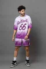 Go Devil 66 Printed Purple & White Co-Ord Set For Men