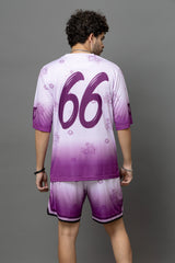 Go Devil 66 Printed Purple & White Co-Ord Set For Men