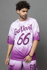 Go Devil 66 Printed Purple & White Co-Ord Set For Men