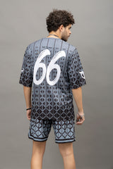 Go Devil 66 Printed Grey Graphic Oversized Co-Ord Set For Men