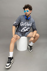 Go Devil 66 Printed Grey Graphic Oversized Co-Ord Set For Men