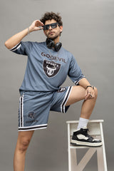 Go Devil Printed Grey Co-Ord Set For Men