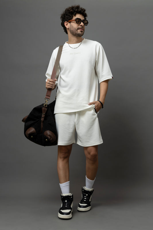 Go Devil White Textured Co-Ord Set For Men