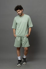 Go Devil Sage Green Textured Co-Ord Set For Men