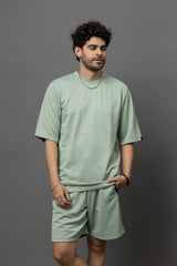 Go Devil Sage Green Textured Co-Ord Set For Men