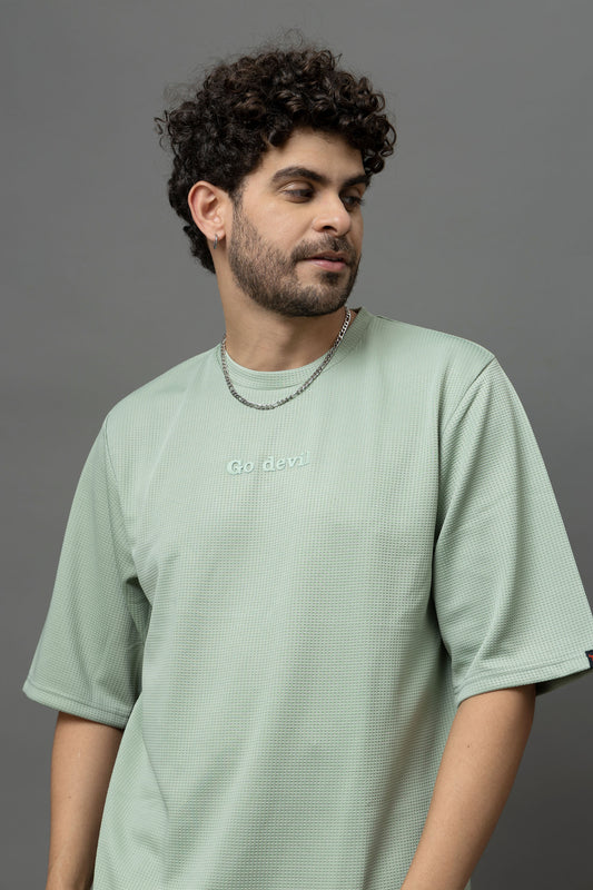 Go Devil Sage Green Textured Co-Ord Set For Men