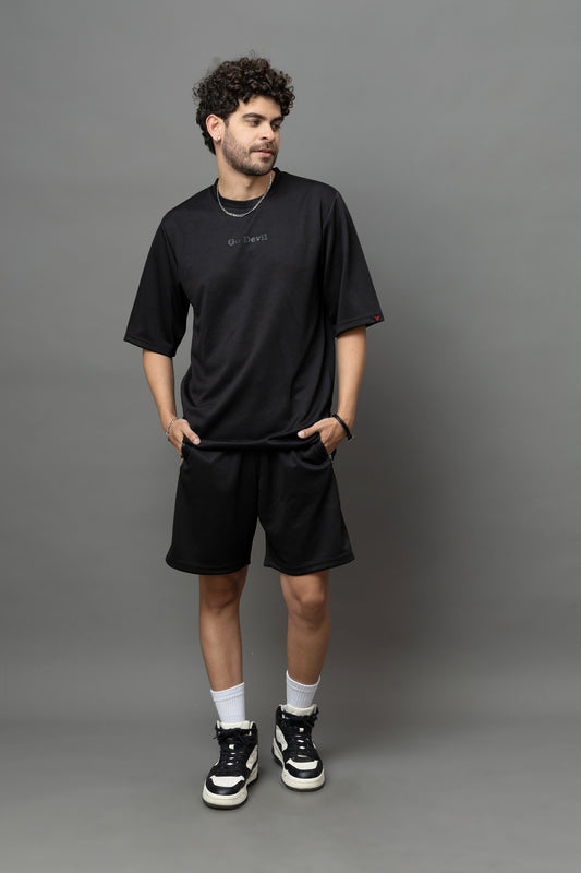 Go Devil Printed Black Co-Ord Set For Men