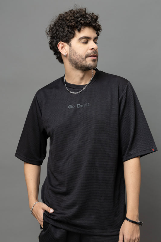 Go Devil Printed Black Co-Ord Set For Men